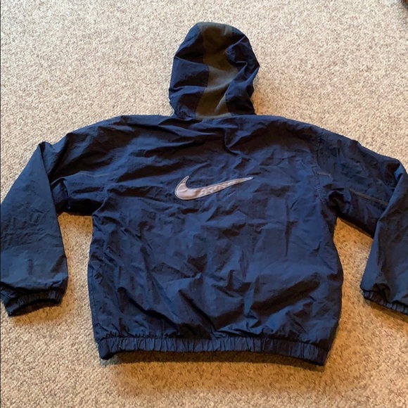 Nike Other - Vtg Nike Navy 90s Swoosh logo hooded warm jacket M